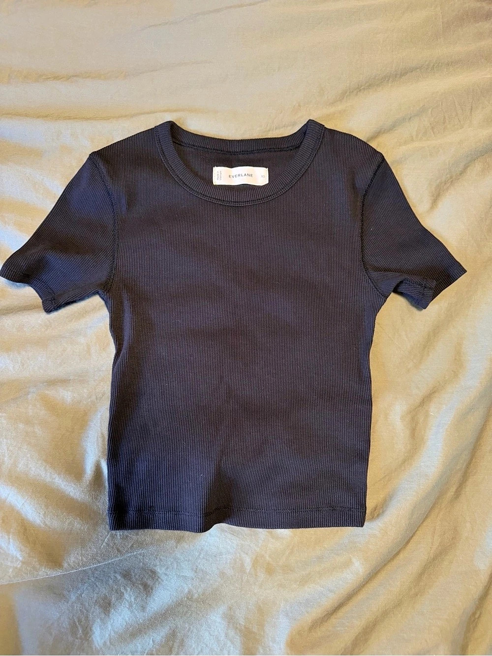 Everlane 90’s Cropped Ribbed Short Sleeve Tee Black XS